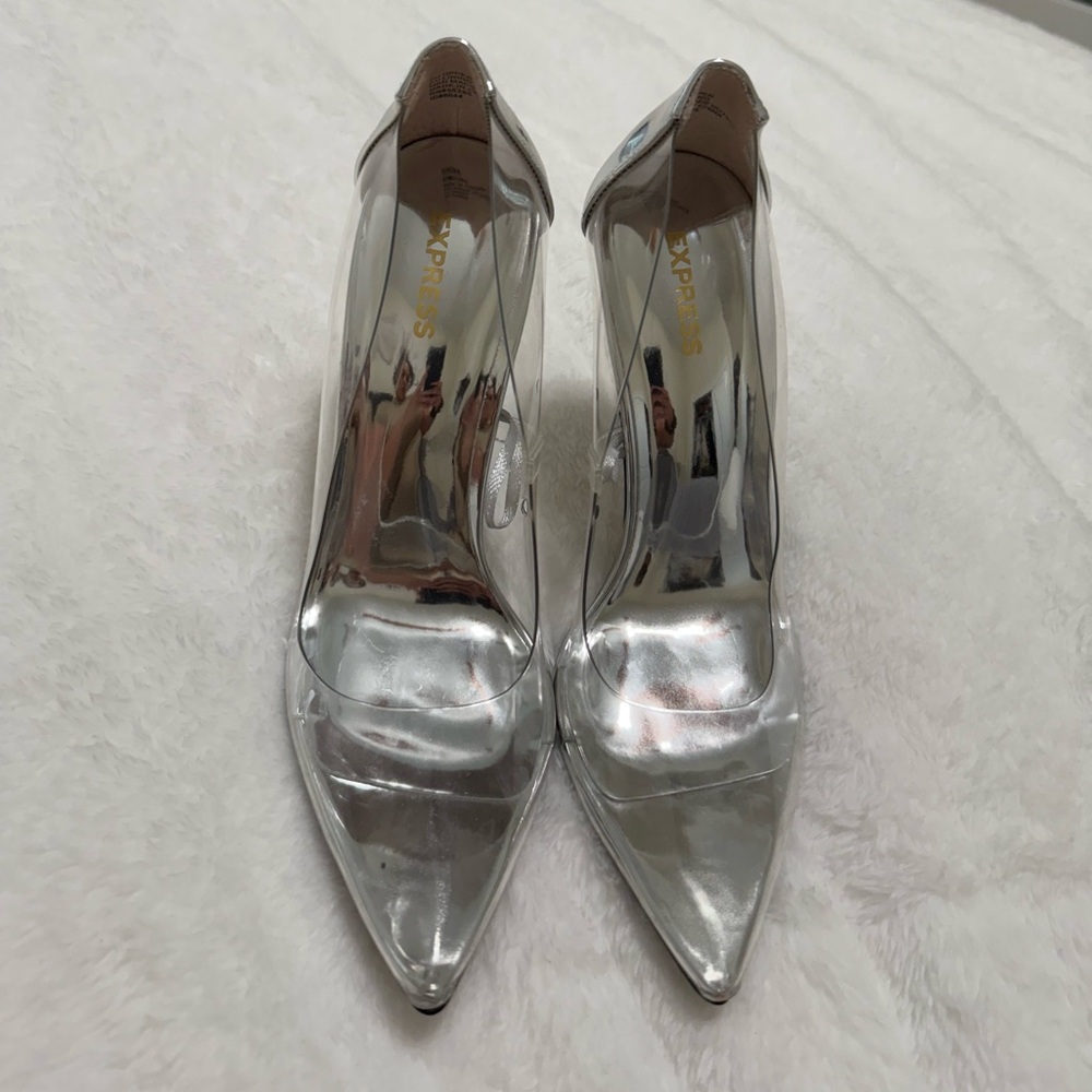 Express Silver Heels with Sleek Pointed Toe